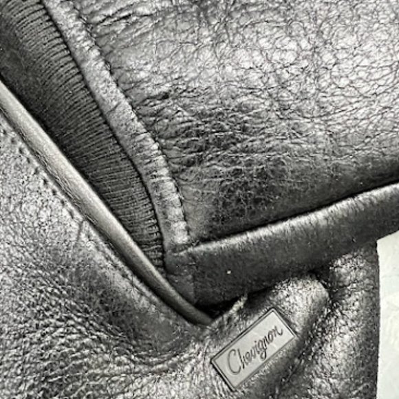 Chevignon Men's Aviator Black Leather Jacket Size XXL - Picture 12 of 14